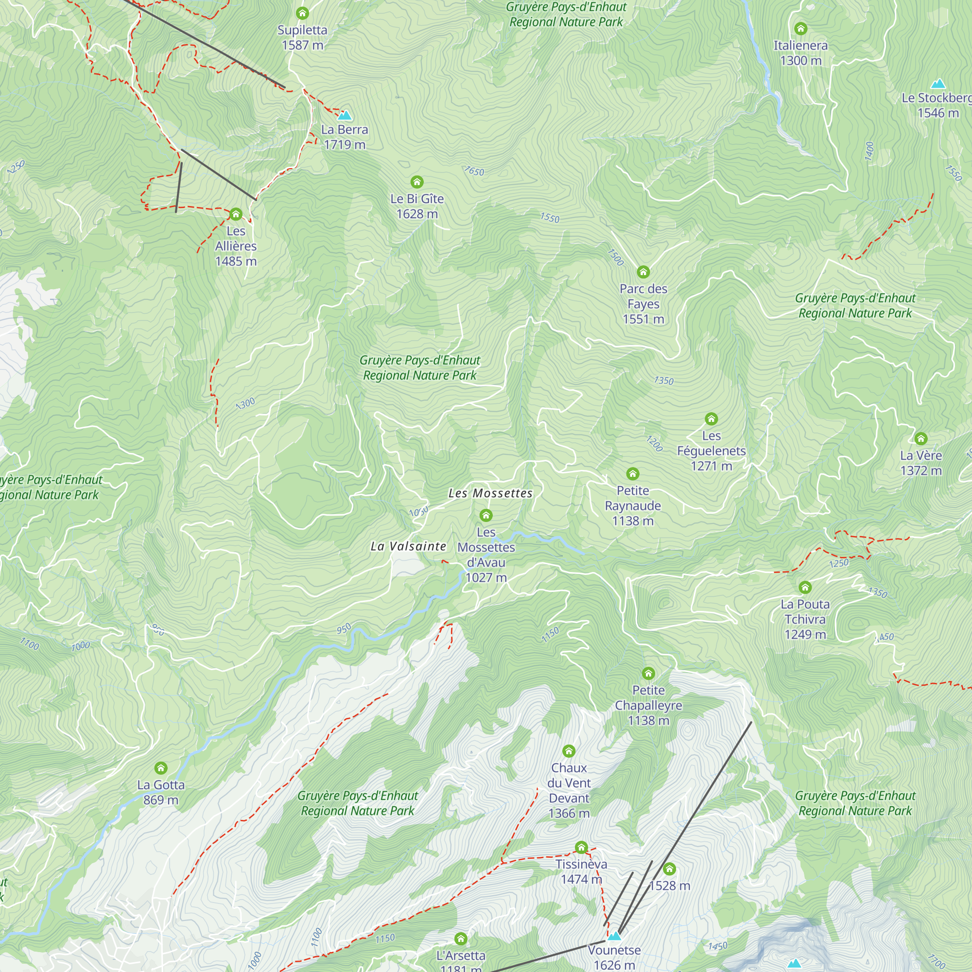 La Pinte des Mossettes map