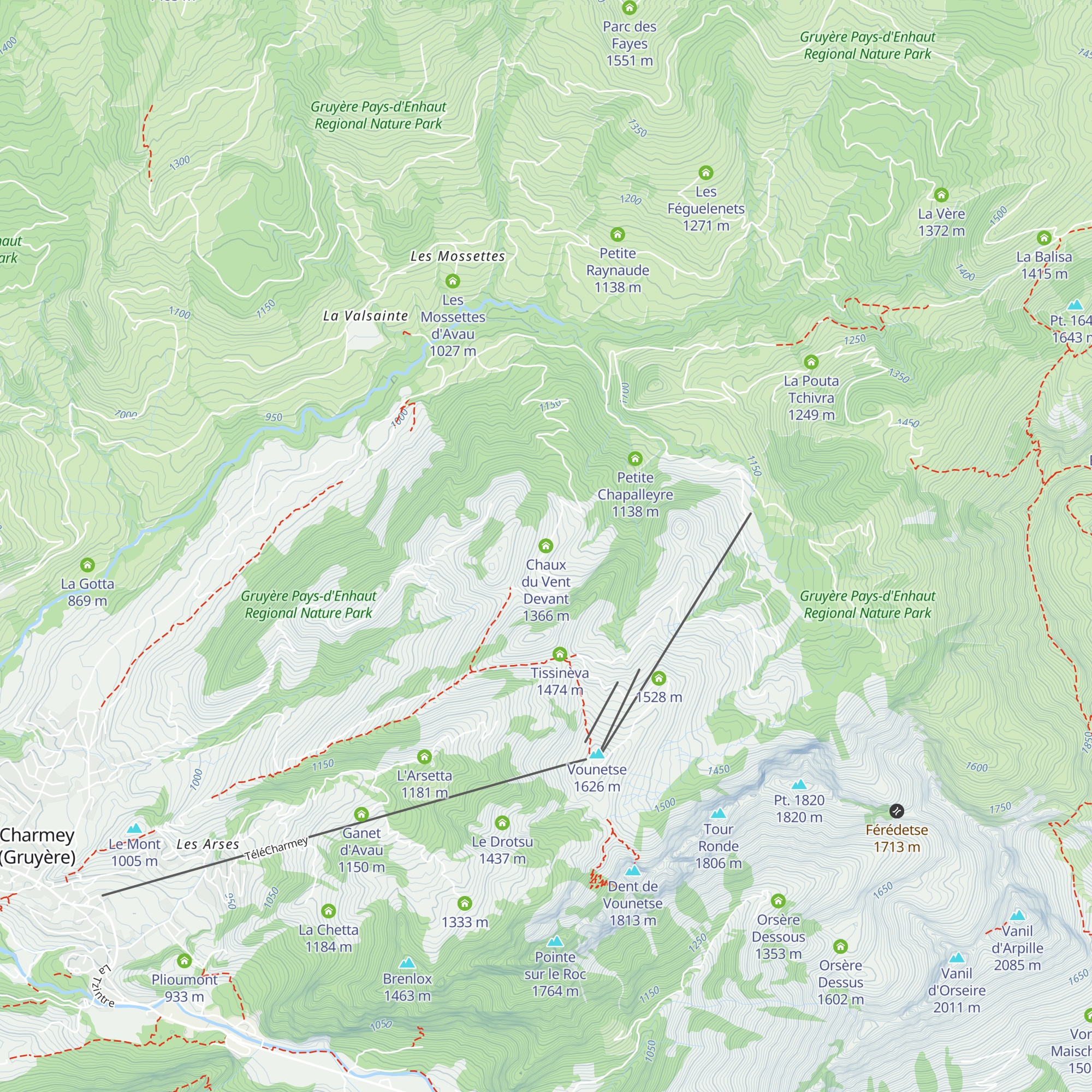 Chaux du Vent Devant map