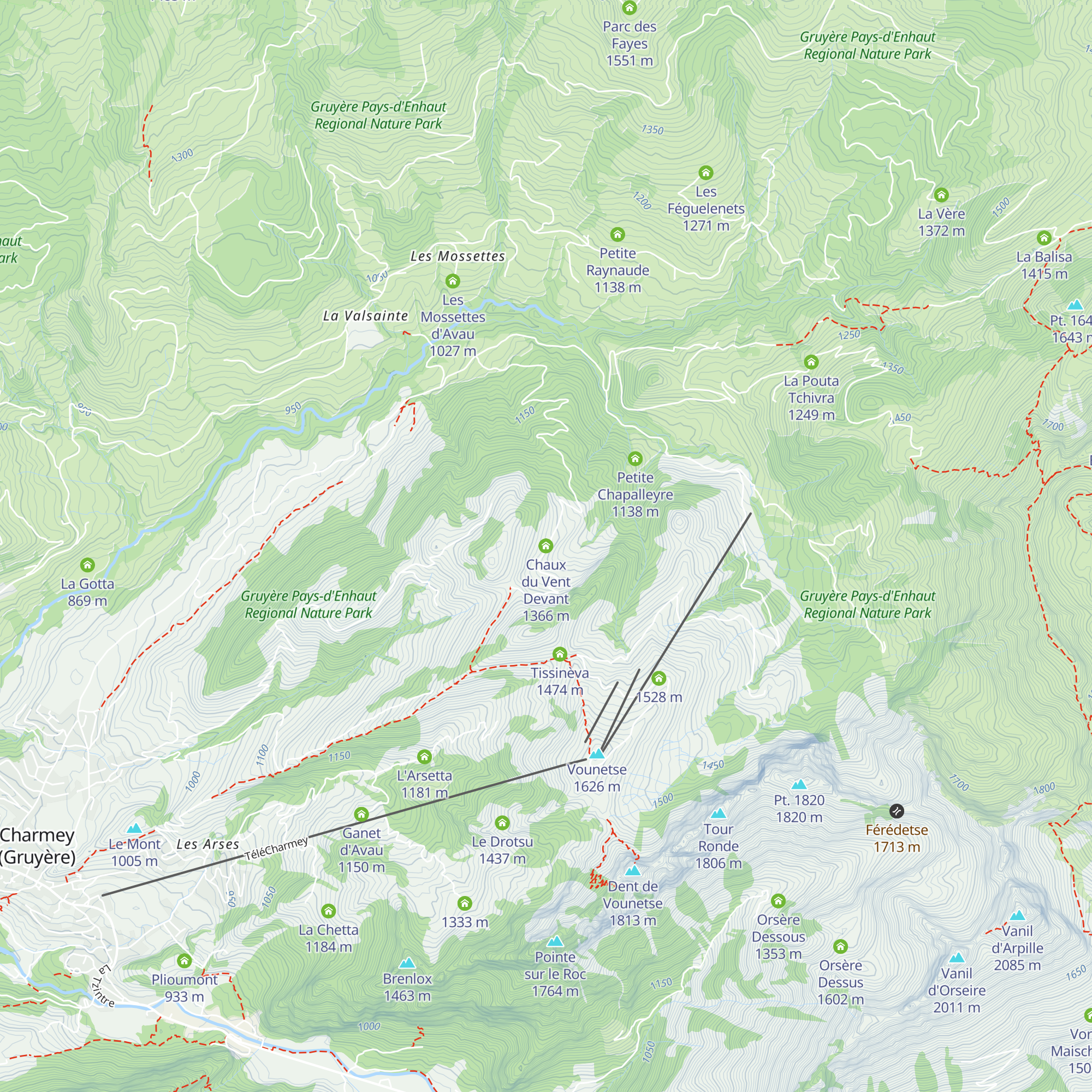 Chaux du Vent Devant map
