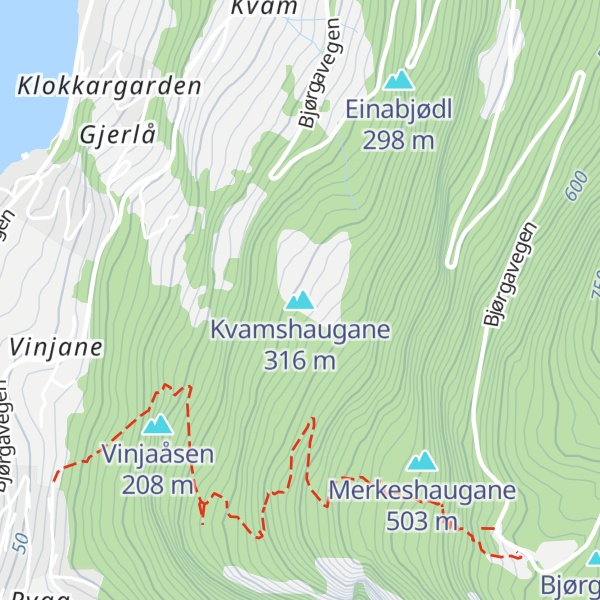 Map of Kvamshaugane