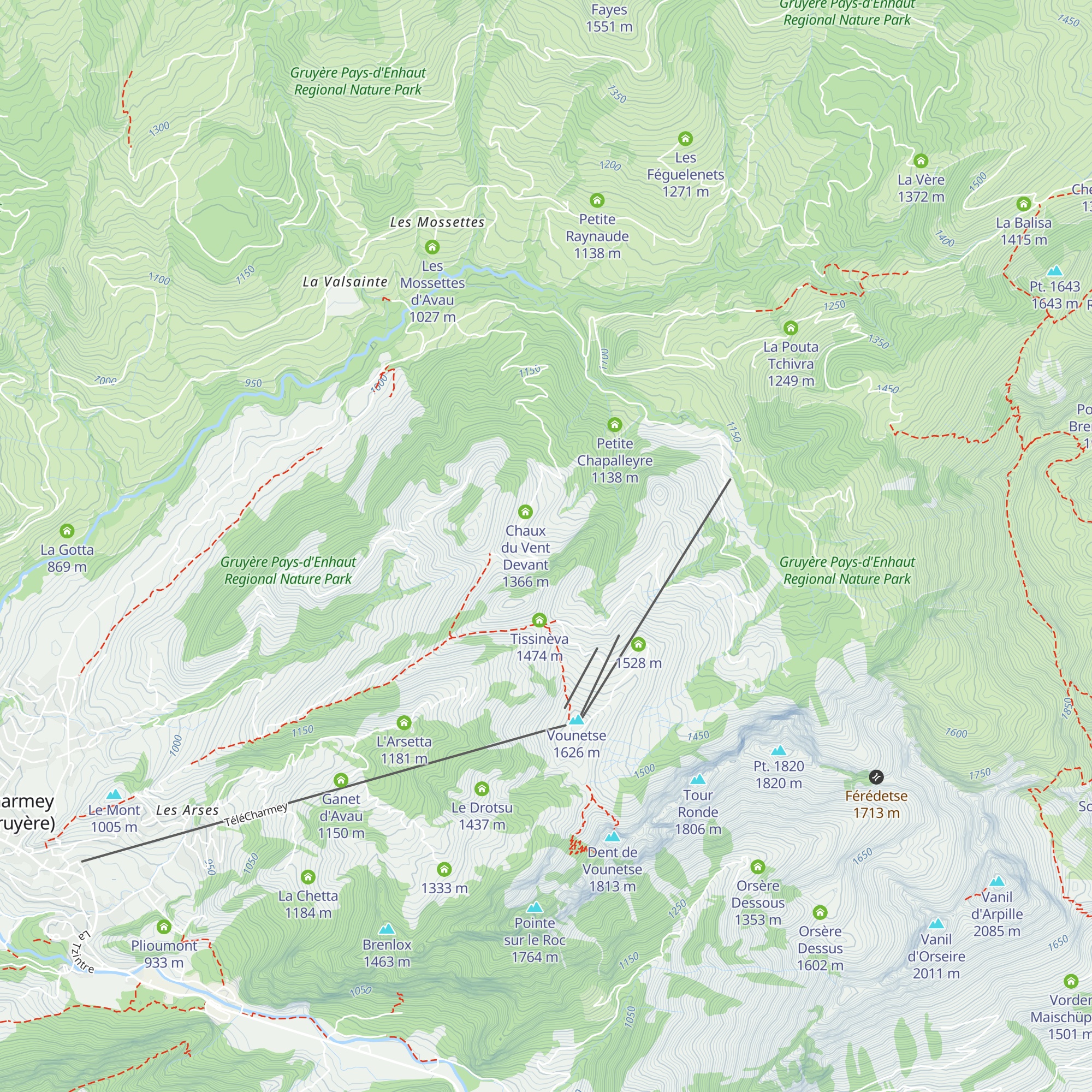 Chaux du Vent Derrey map