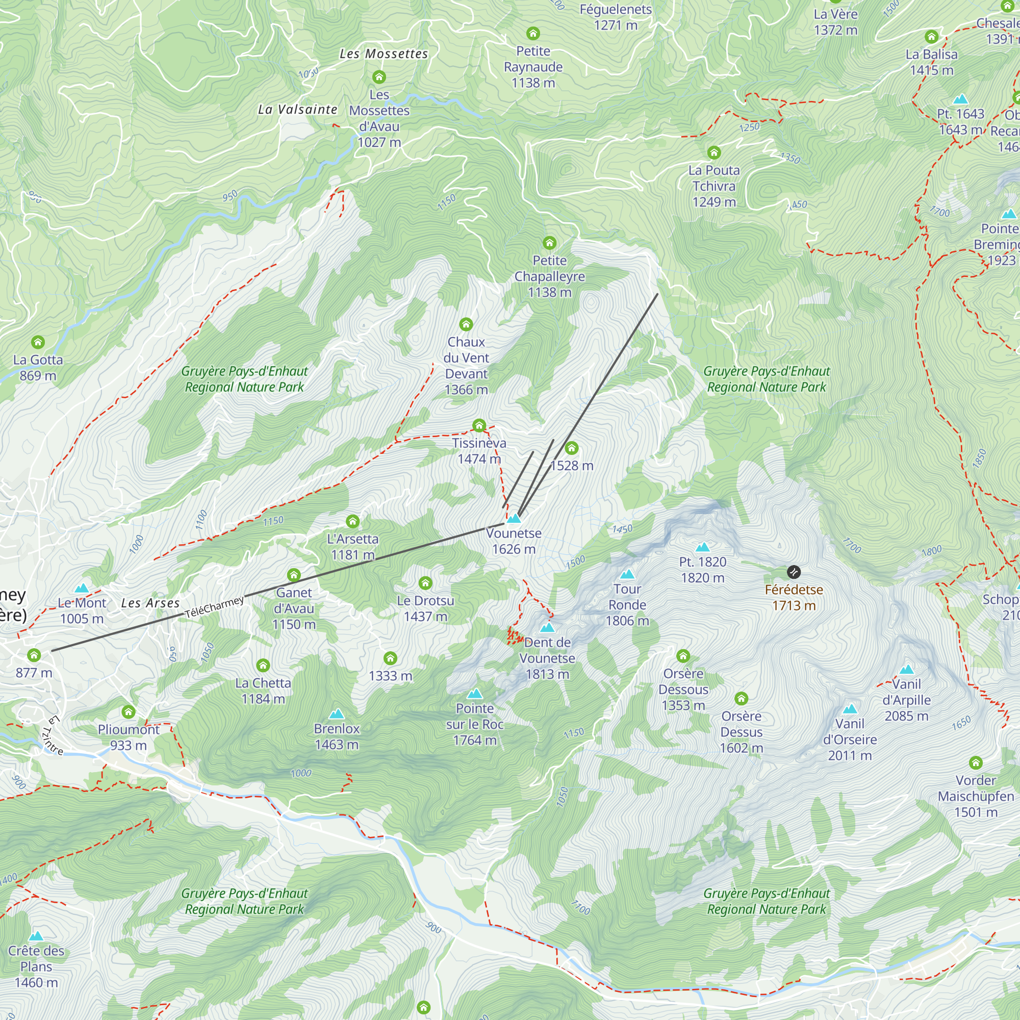 Les Dents-Vertes map