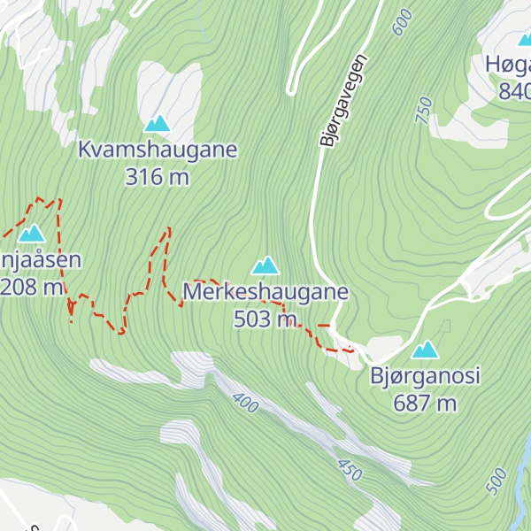Map of Merkeshaugane