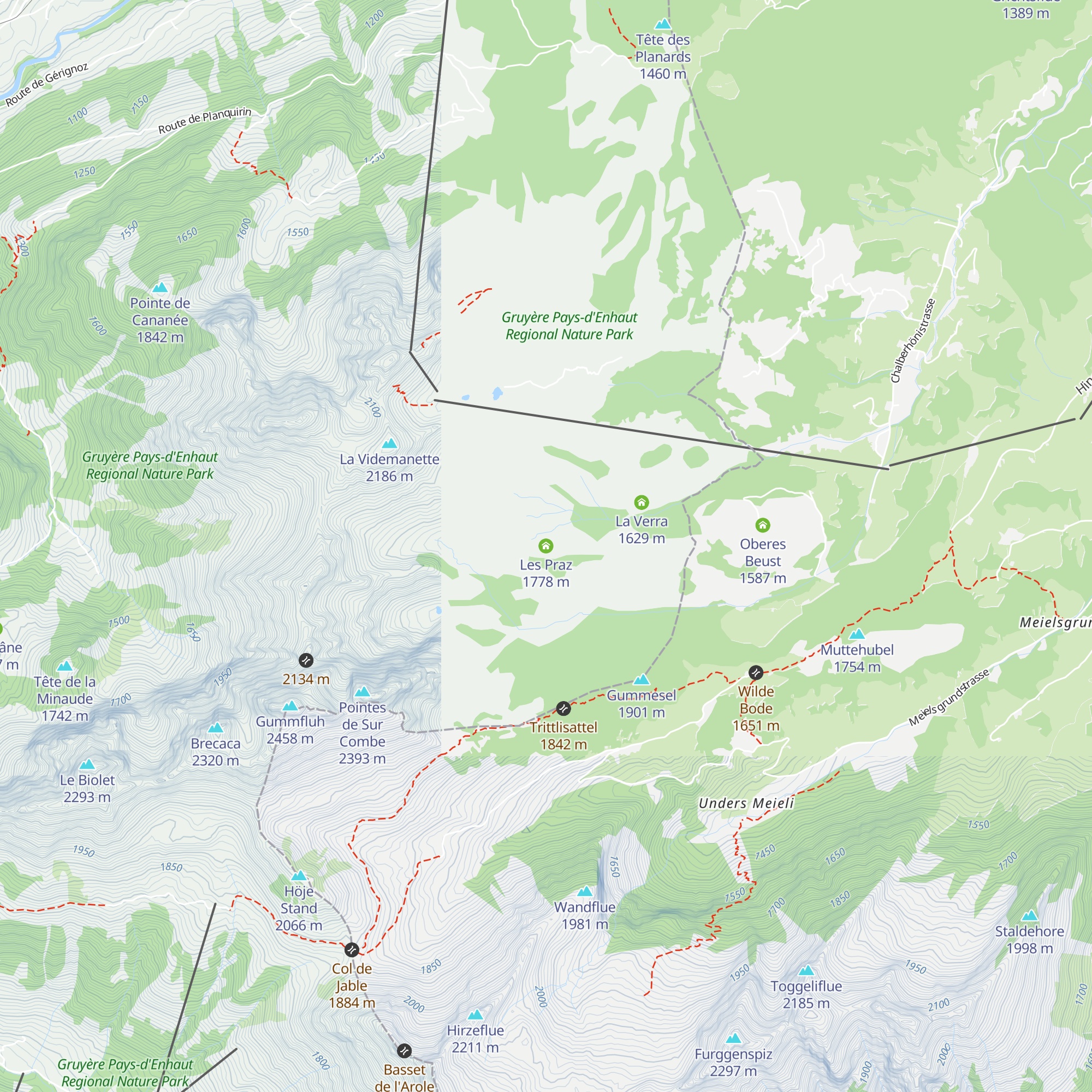 Les Praz map