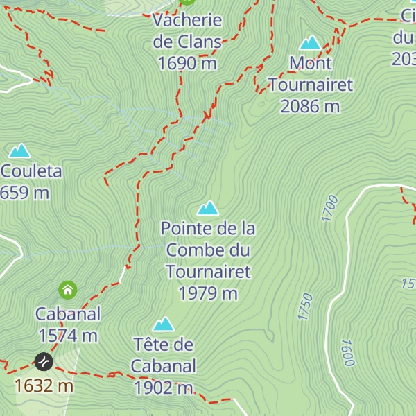 Map of Pointe de la Combe du Tournairet