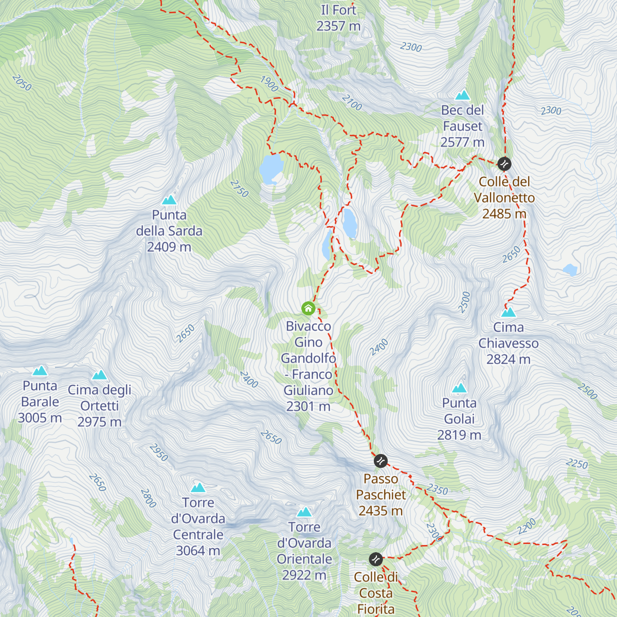 Bivacco Gino Gandolfo - Franco Giuliano map