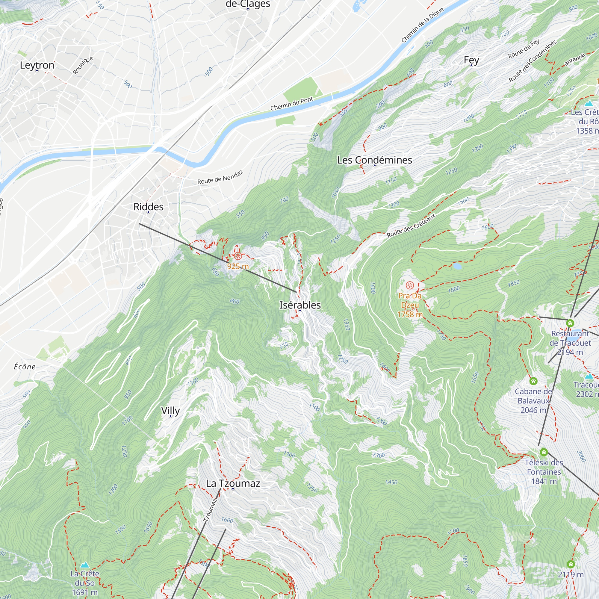 Des Alpes map