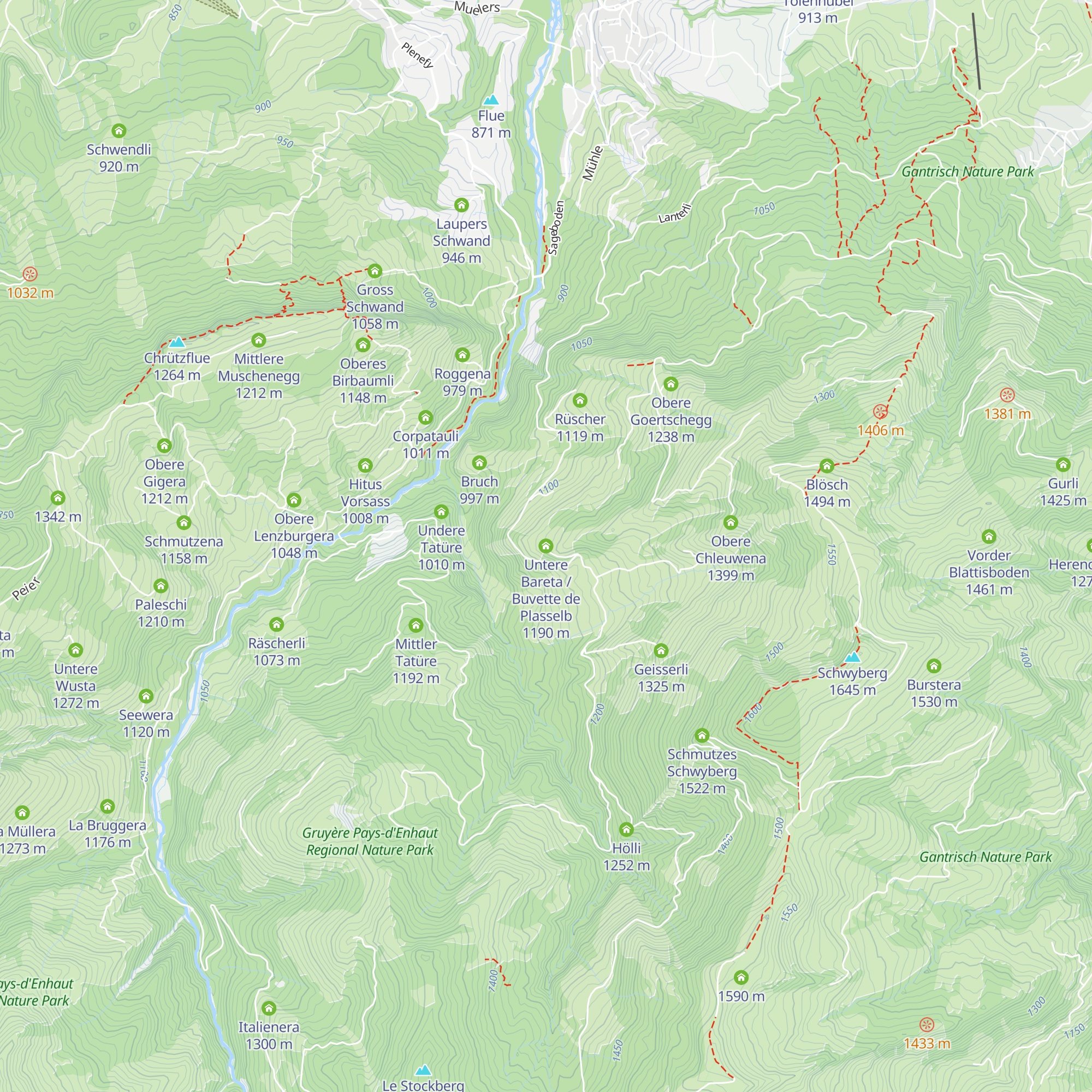Untere Bareta / Buvette de Plasselb map