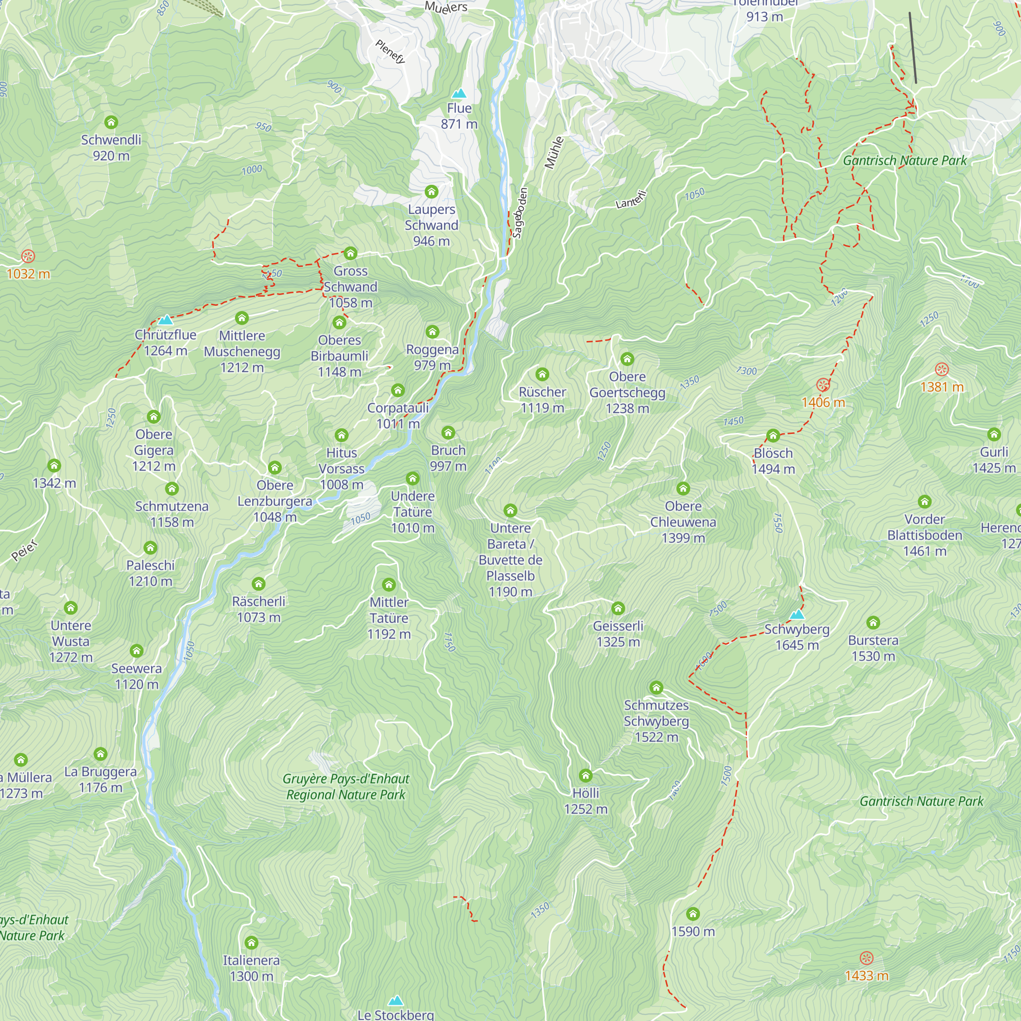 Untere Bareta / Buvette de Plasselb map