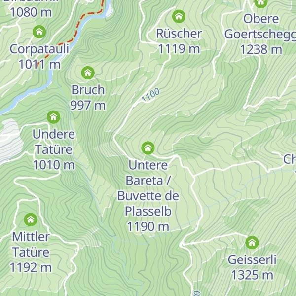 Map of Untere Bareta / Buvette de Plasselb