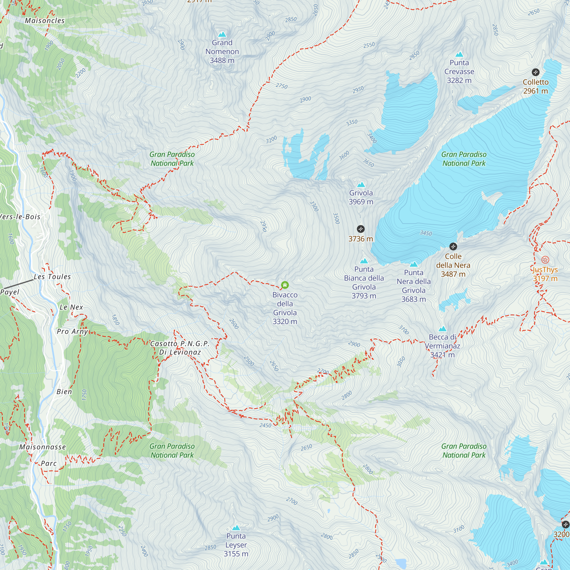 Bivacco della Grivola map
