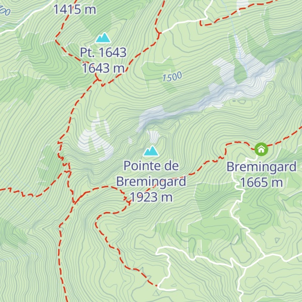 Map of Pointe de Bremingard