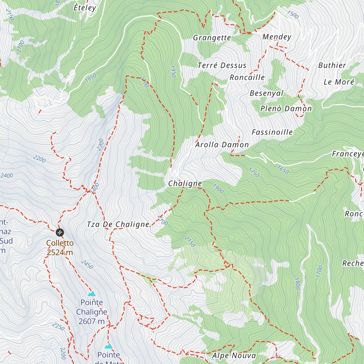 Refuge de Chaligne / Rifugio Chaligne map