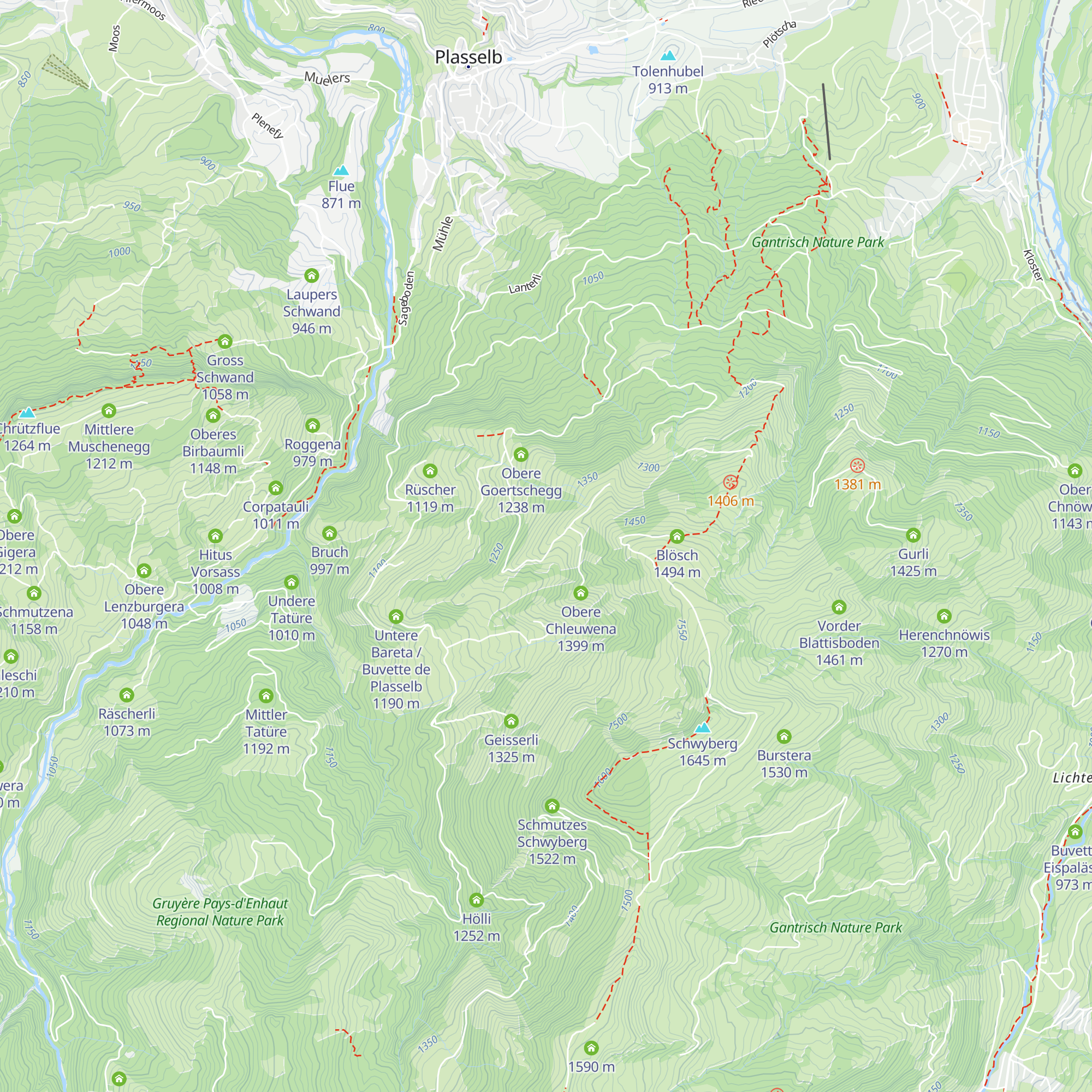 Obere Bareta map