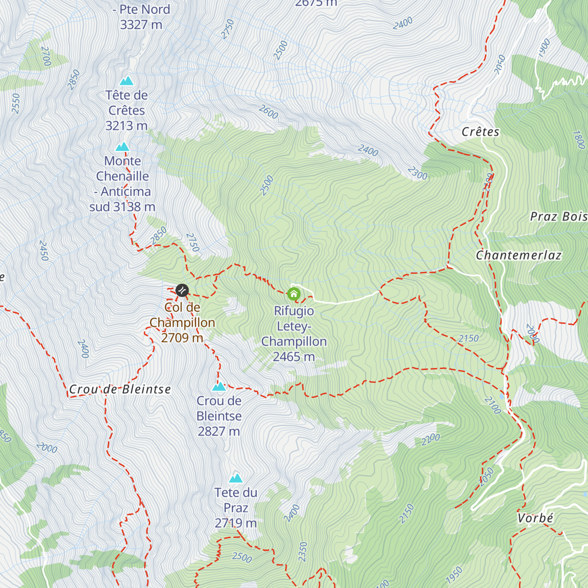 Rifugio Letey-Champillon map