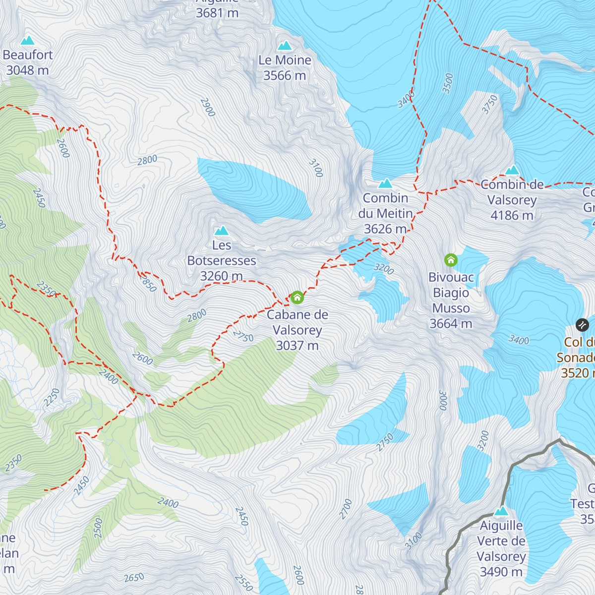 Cabane de Valsorey map