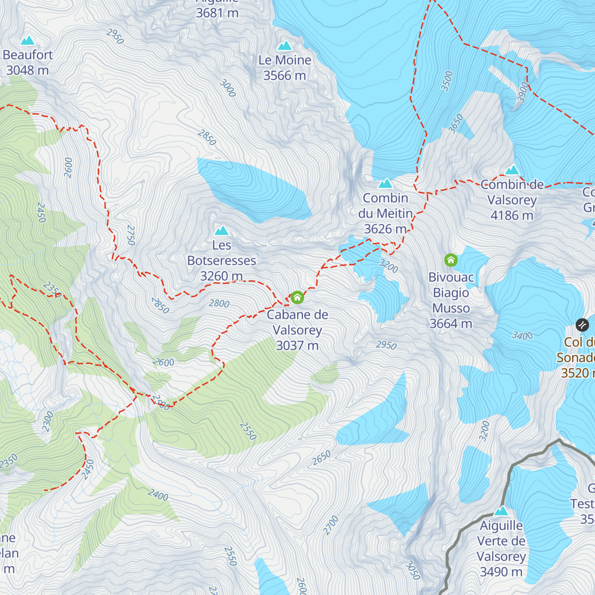 Cabane de Valsorey map