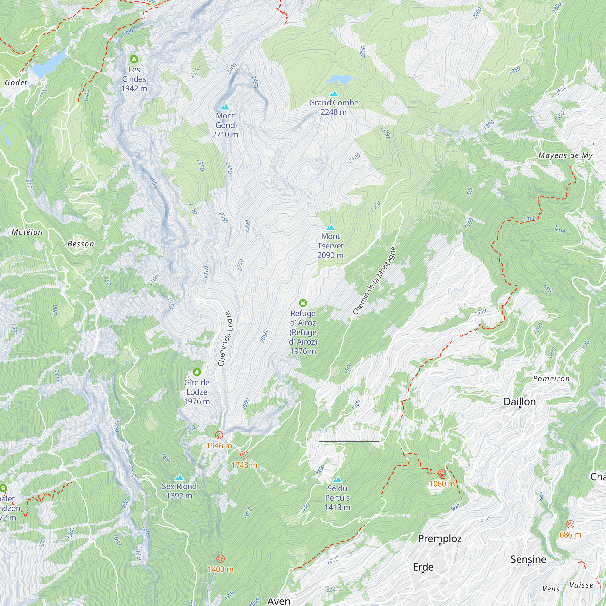 Refuge d’ Airoz (Refuge d’ Aïroz) map