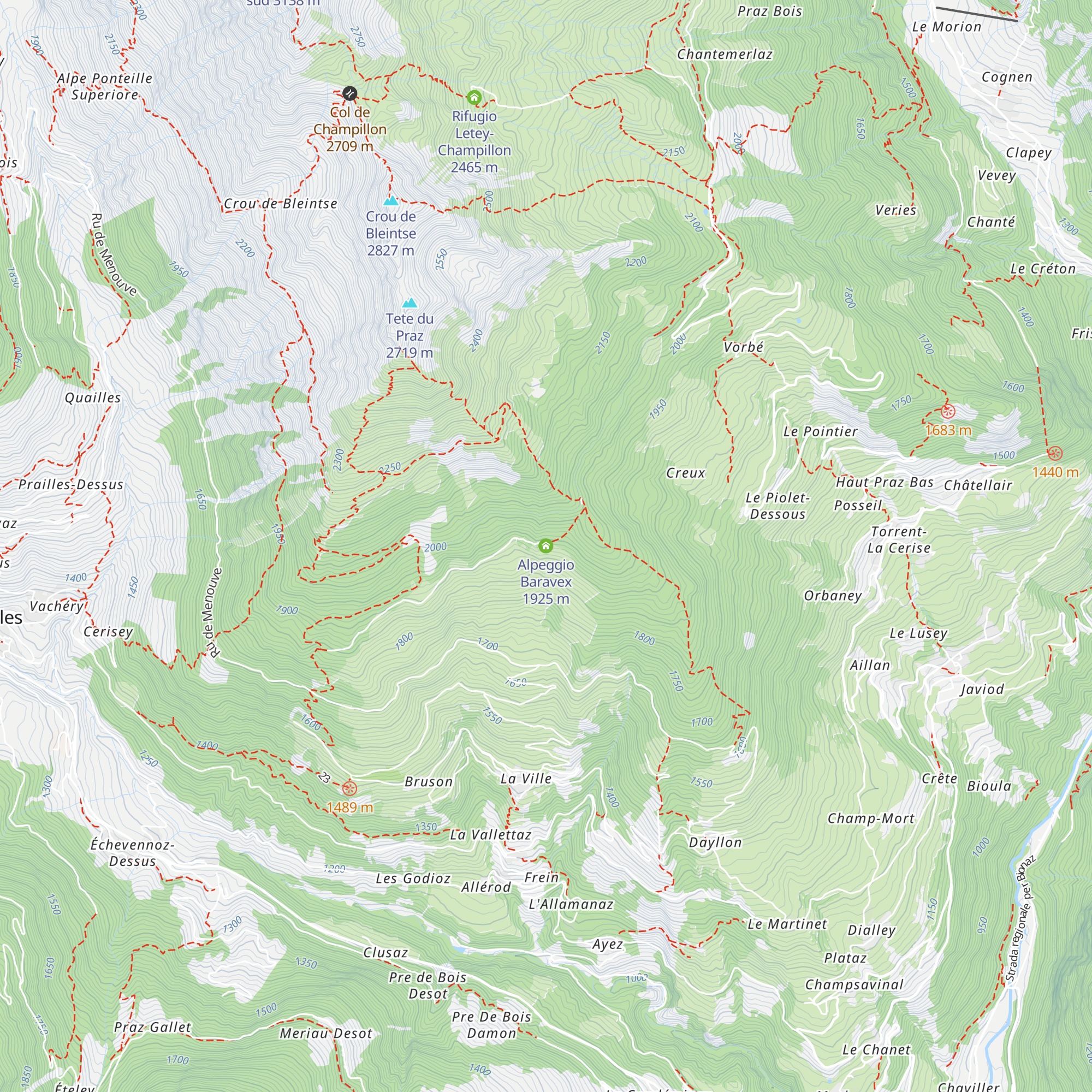 Alpeggio Baravex map