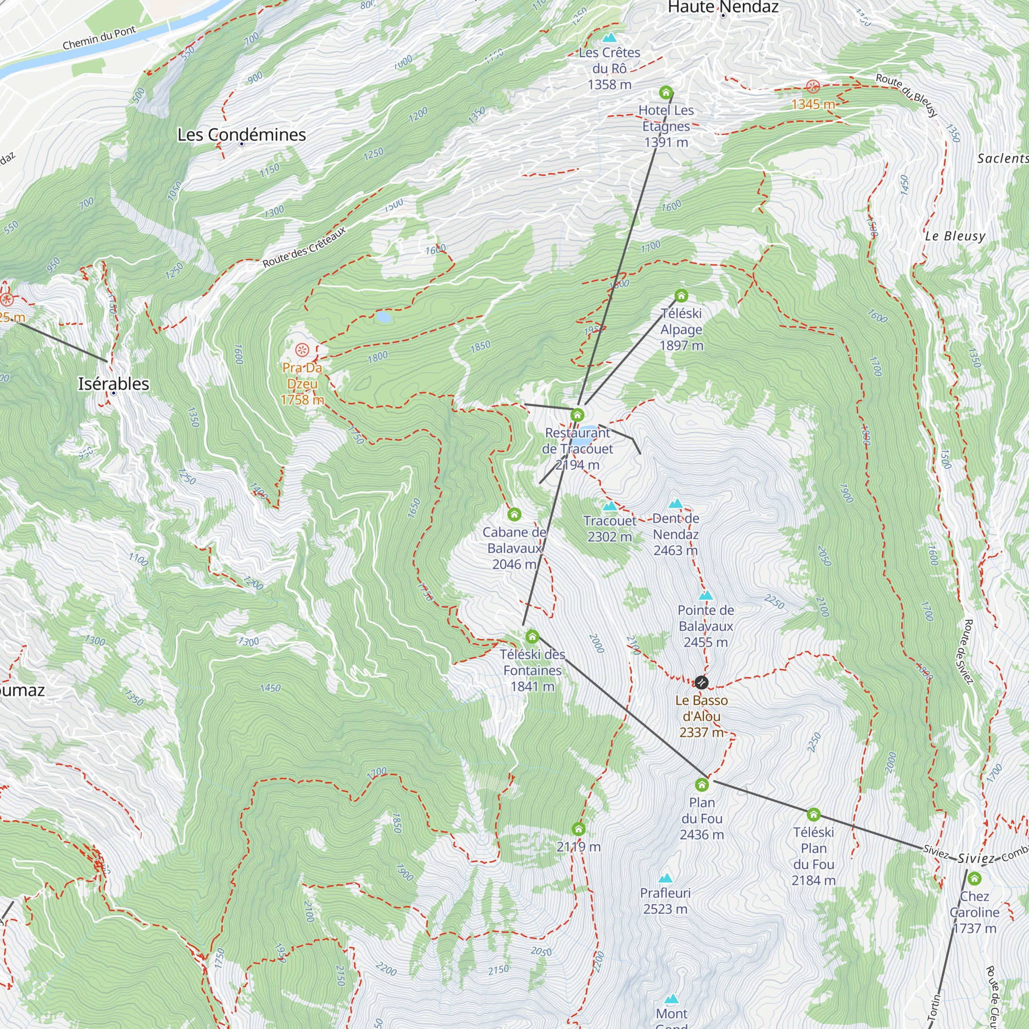 Cabane de Balavaux map