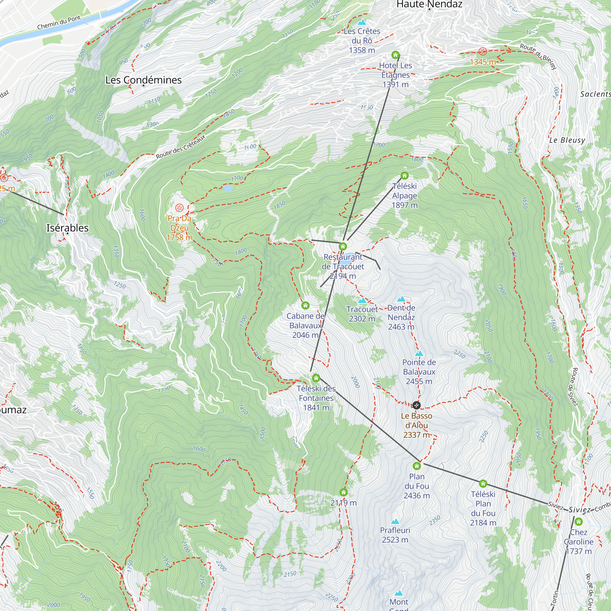 Cabane de Balavaux map