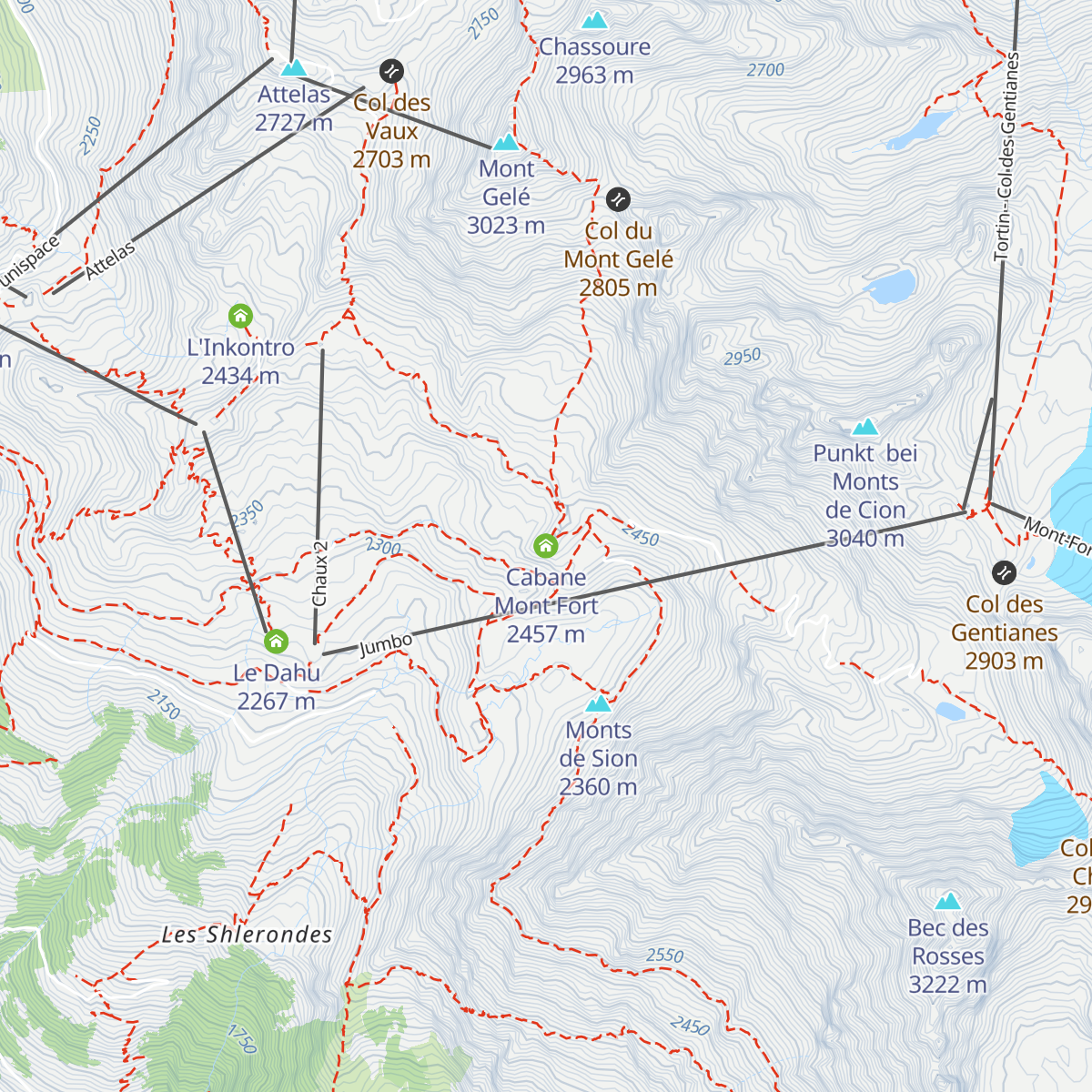 Cabane Mont Fort map