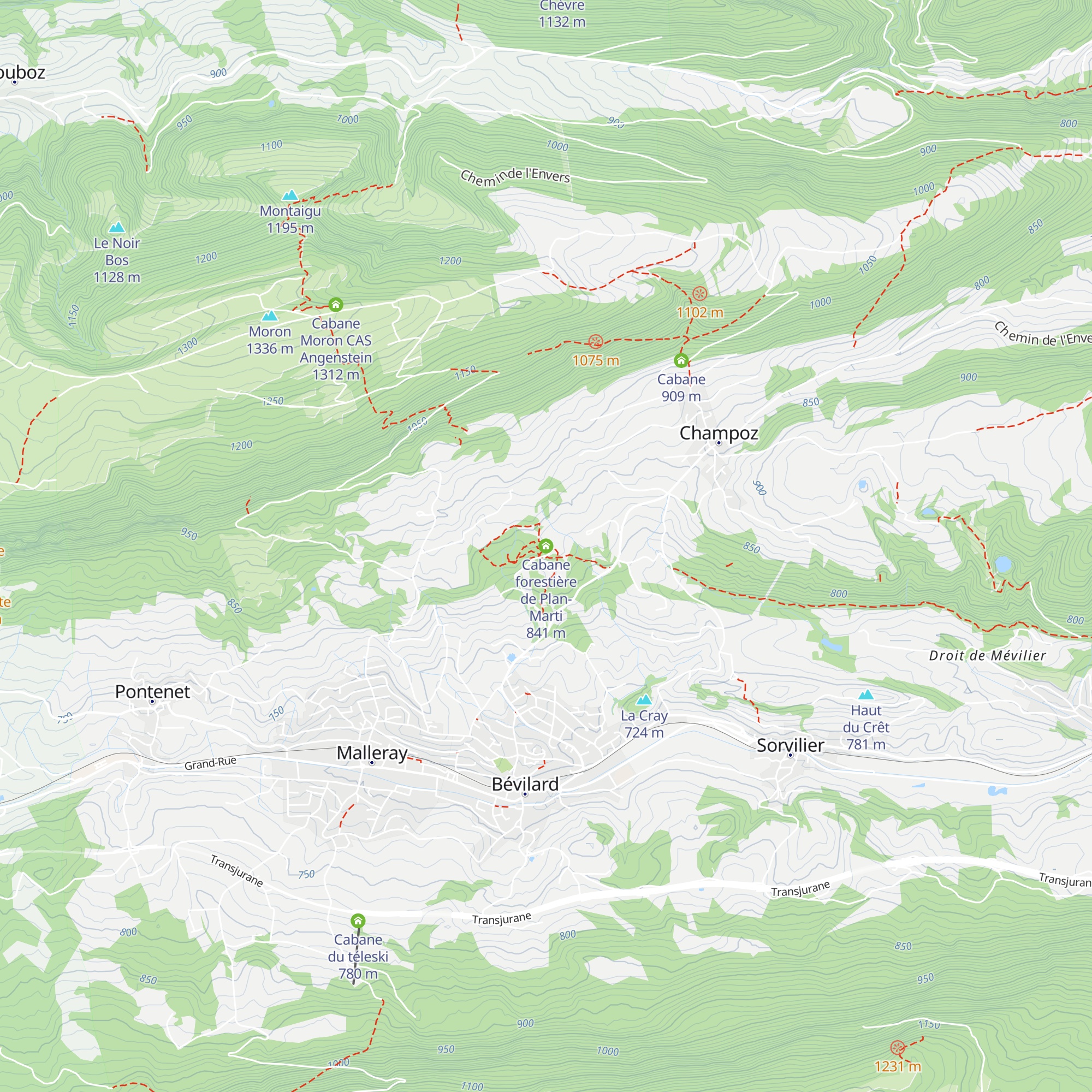 Cabane forestière de Plan-Marti map