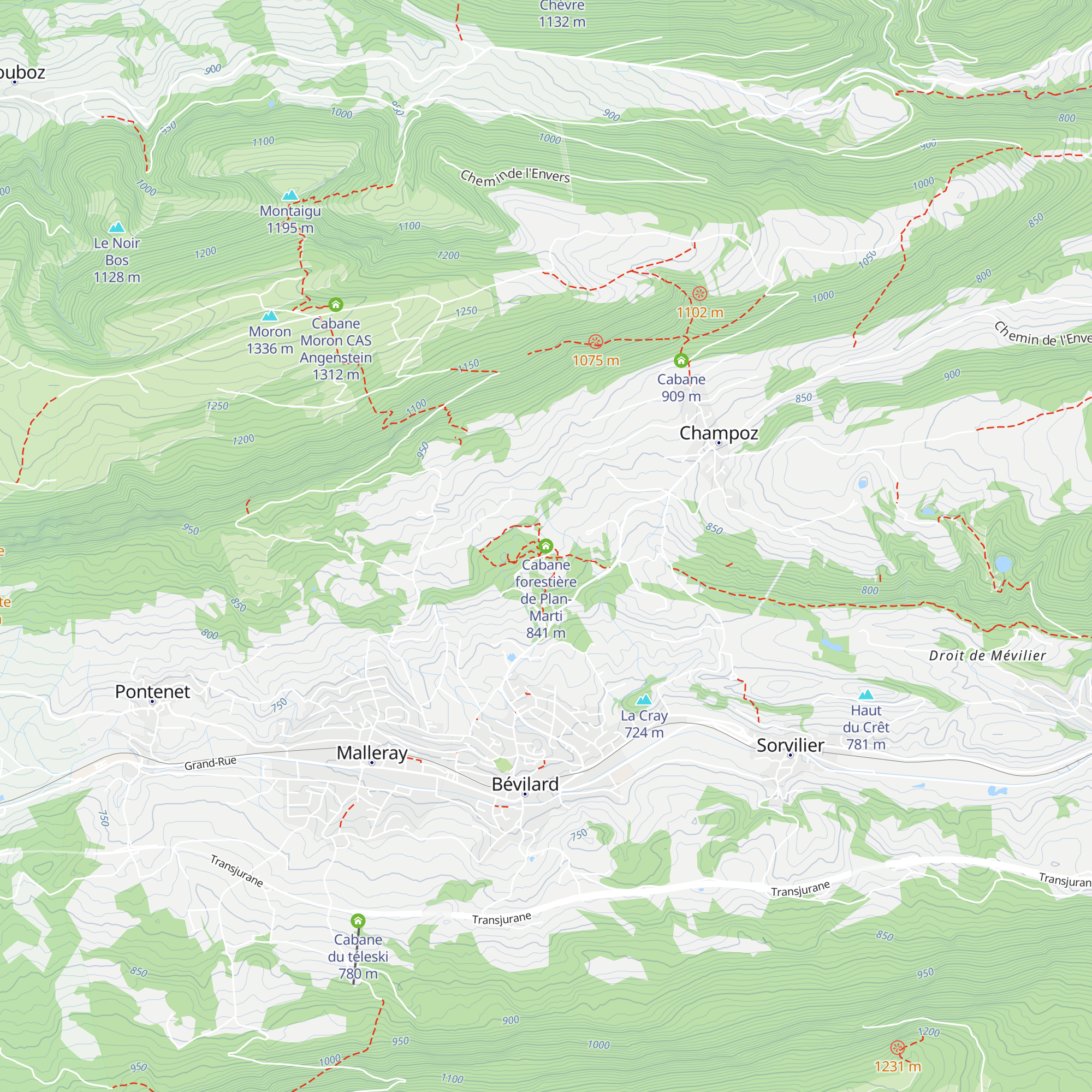Cabane forestière de Plan-Marti map
