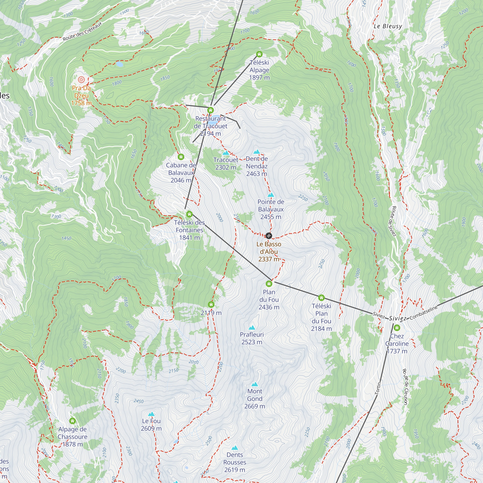 Téléphérique du Plan du Fou map