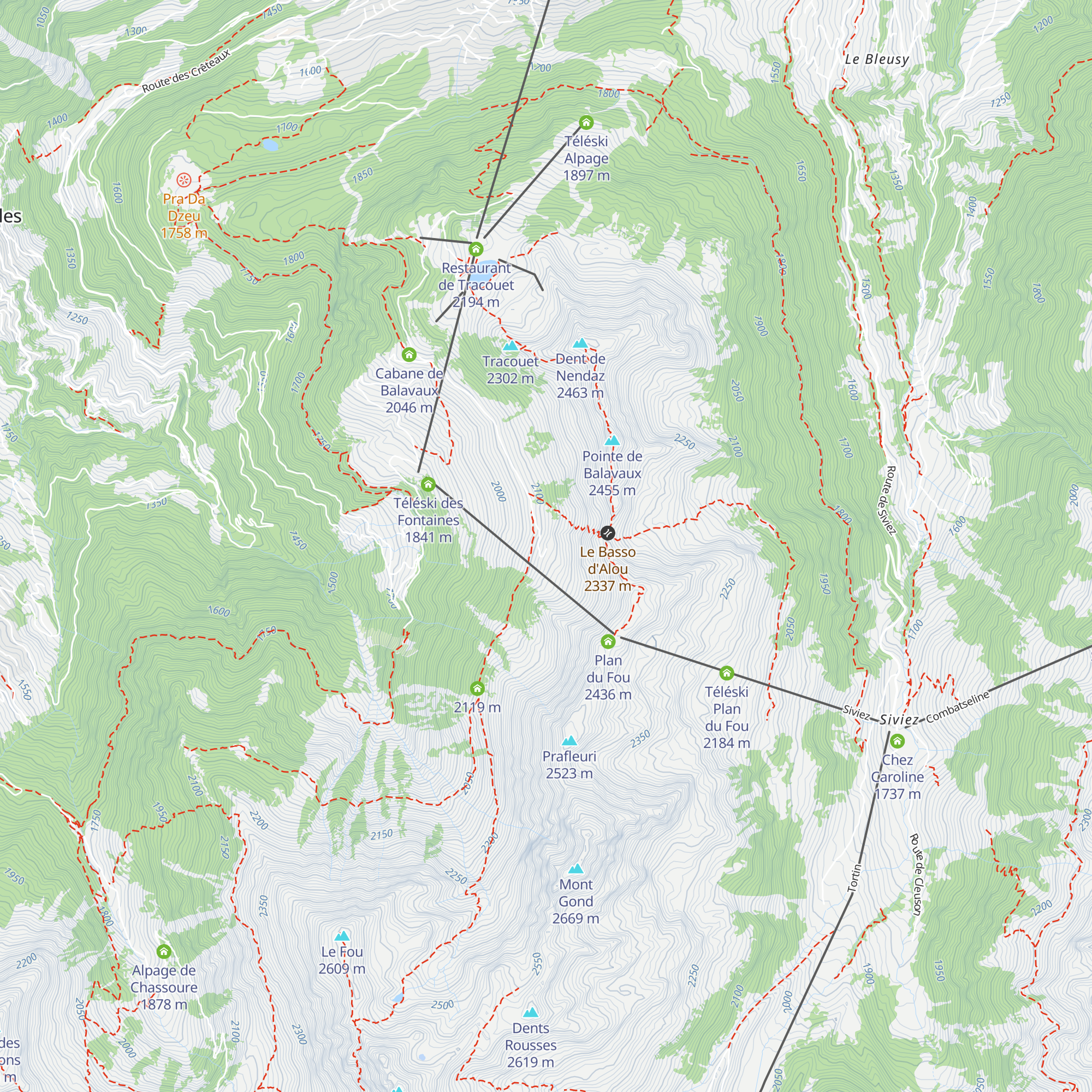 Téléphérique du Plan du Fou map