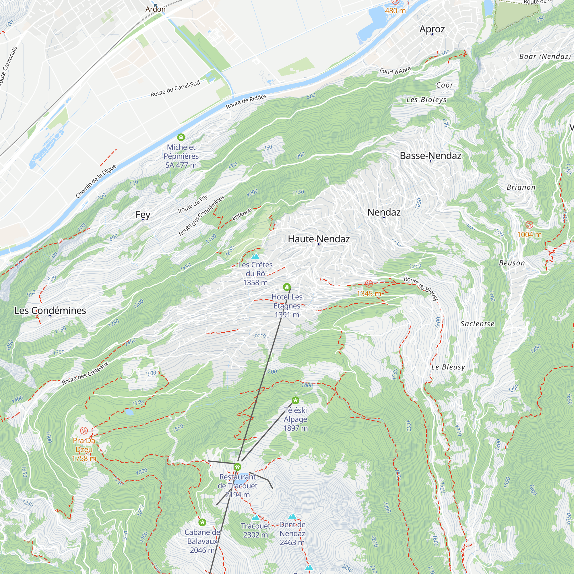 Hotel Les Etagnes map