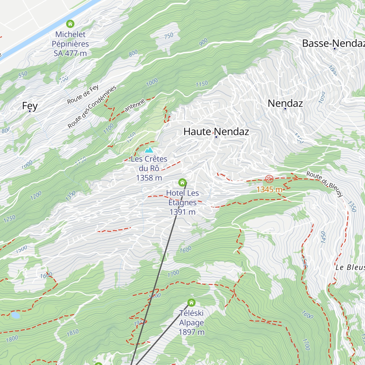 Hotel Les Etagnes map