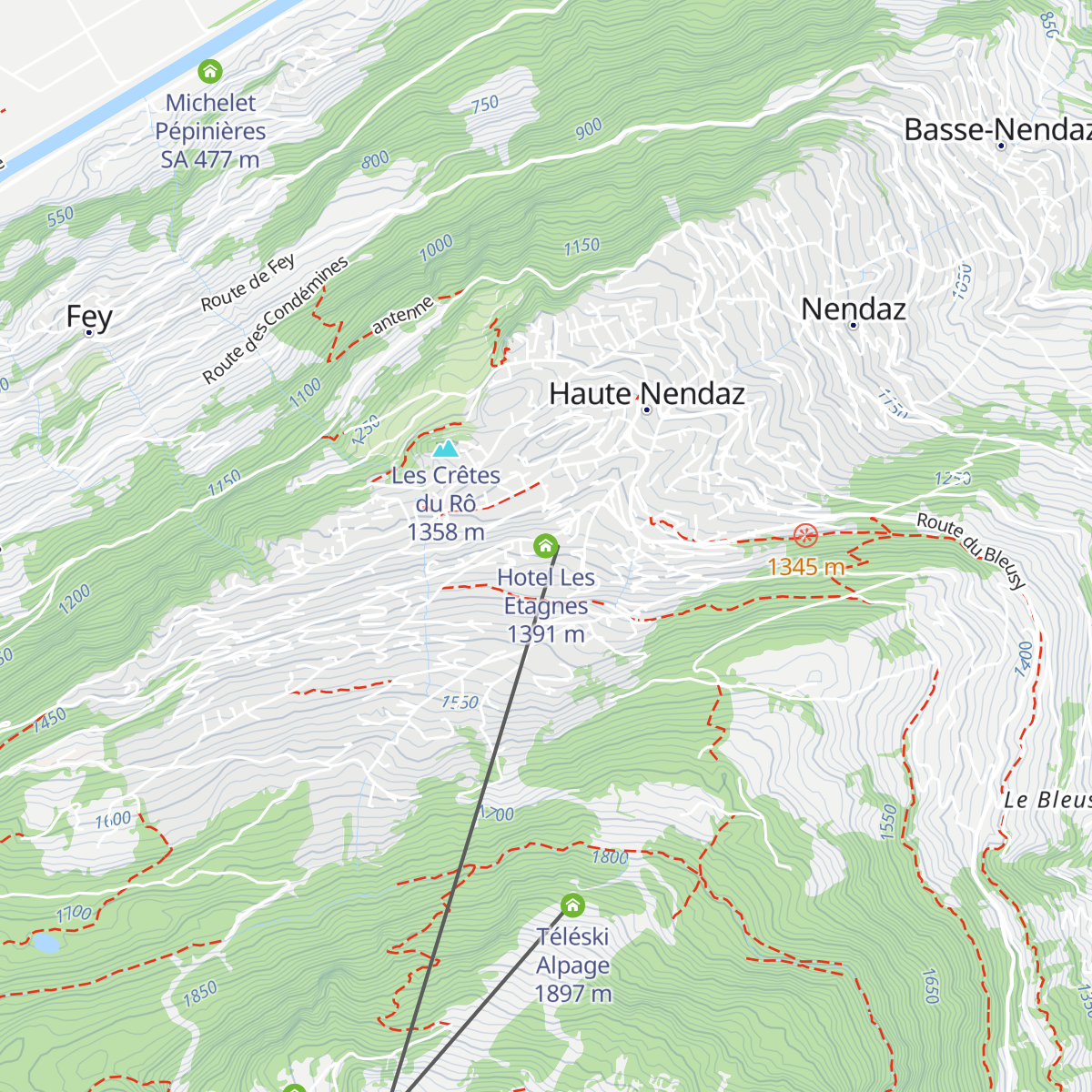 Hotel Les Etagnes map