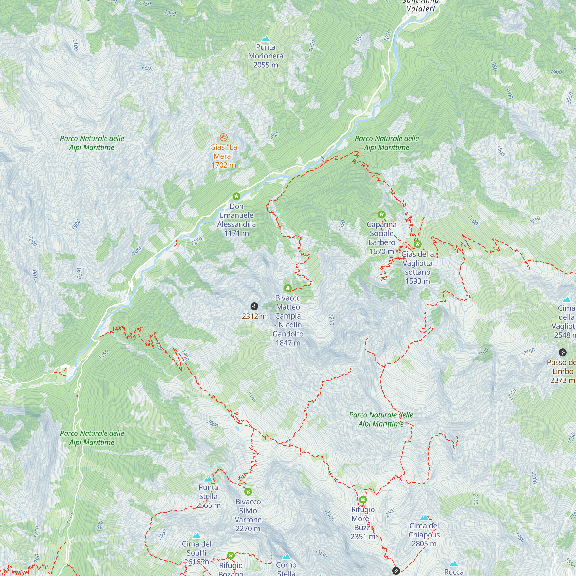Bivacco Matteo Campia - Nicolin Gandolfo map