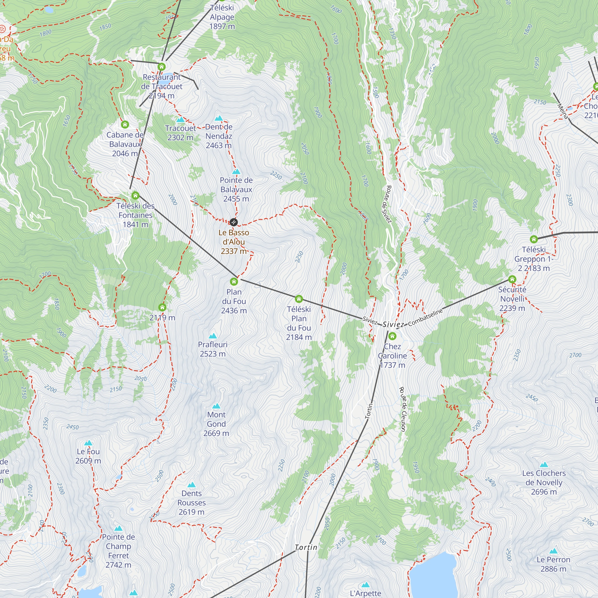 Téléski Plan du Fou map