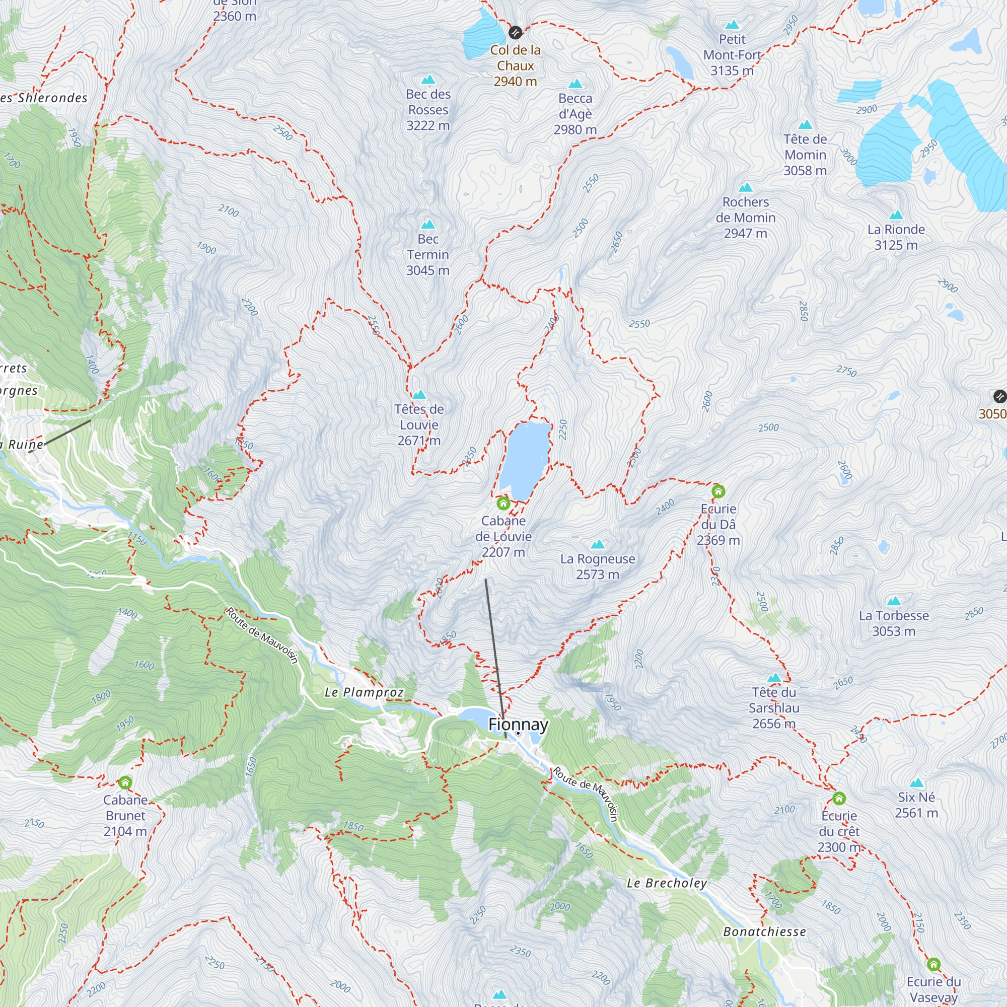 Cabane de Louvie map