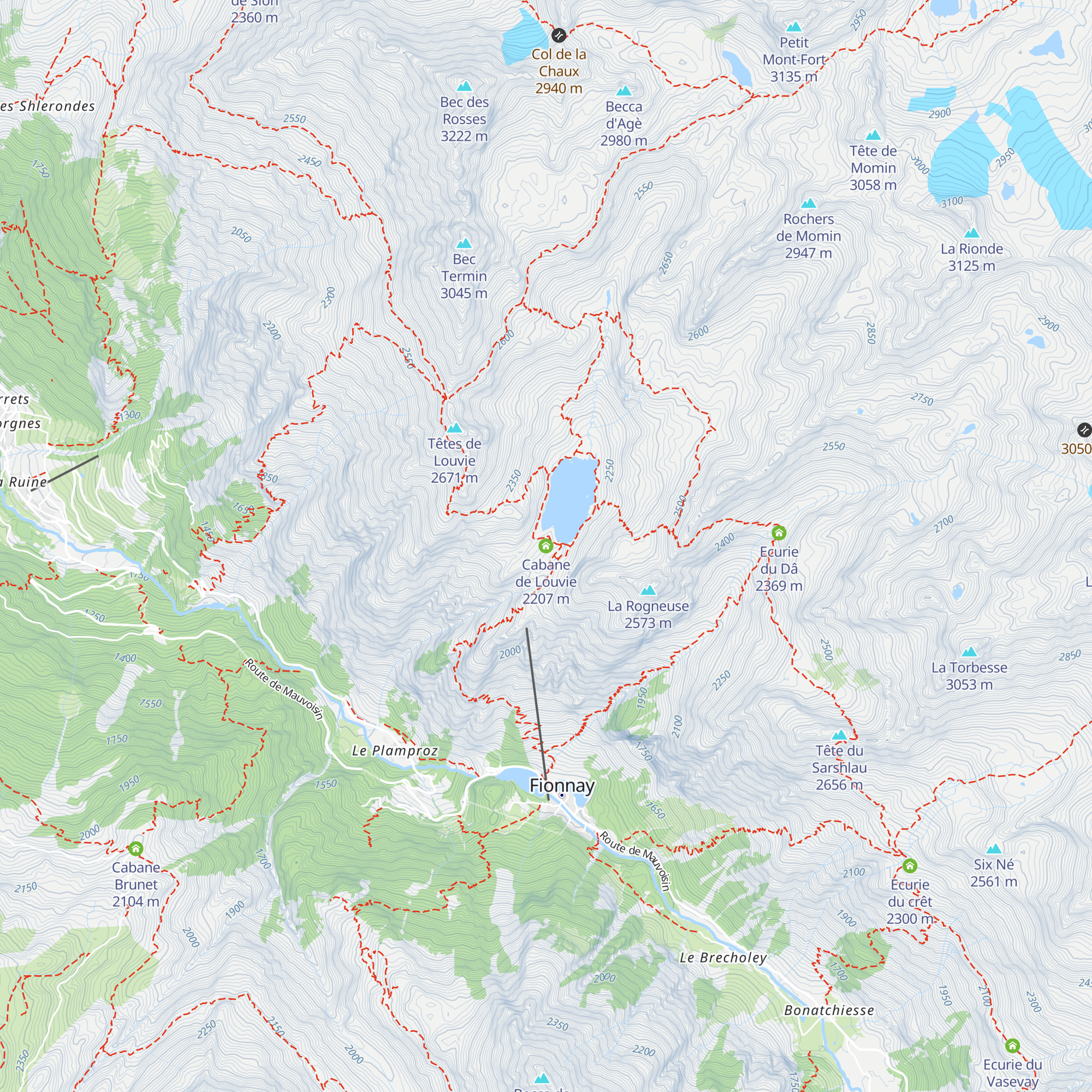 Cabane de Louvie map