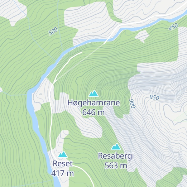Map of Høgehamrane