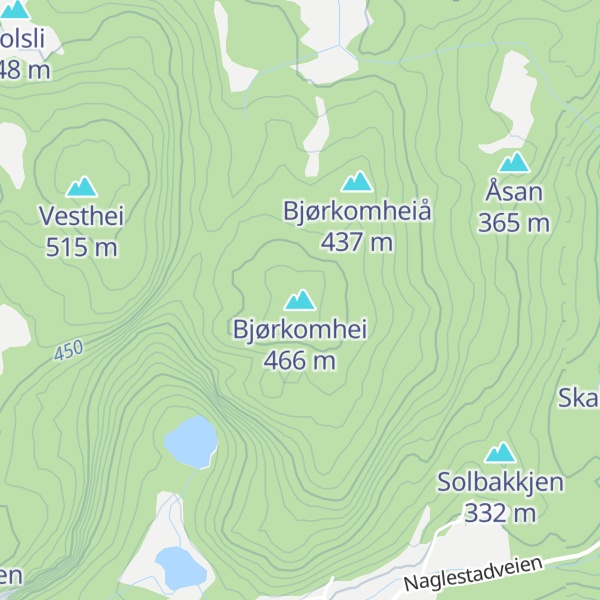 Map of Bjørkomhei