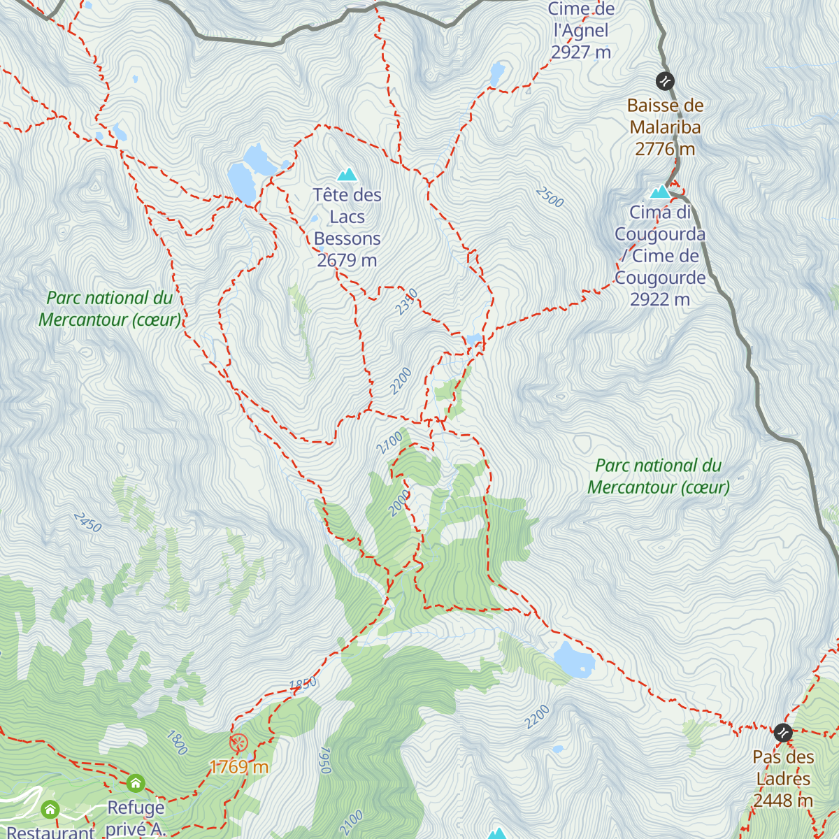 Refuge de la Cougourde map