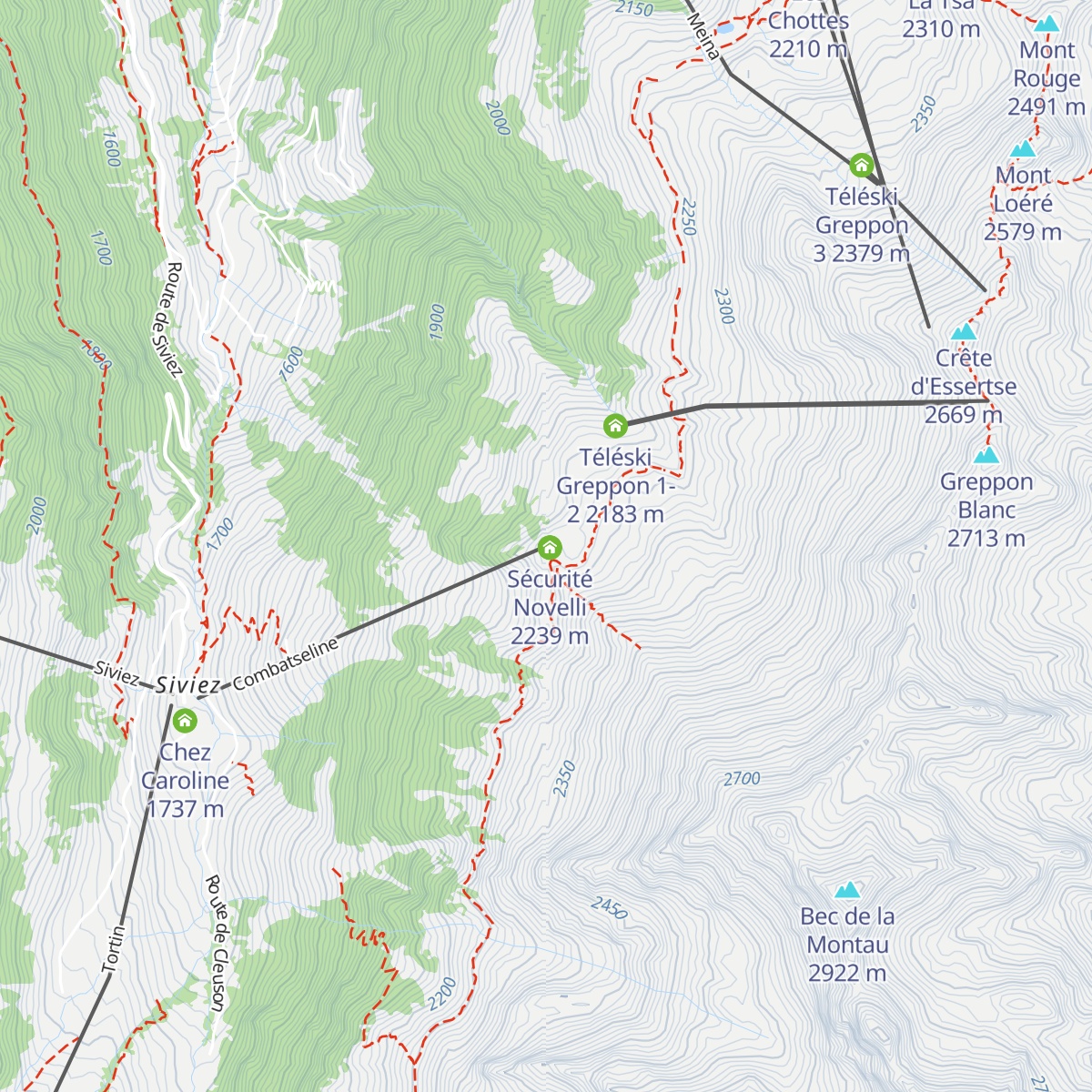 Télésiège Novelli map