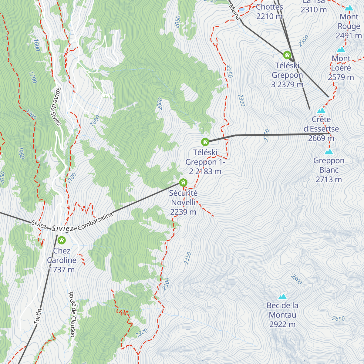 Télésiège Novelli map