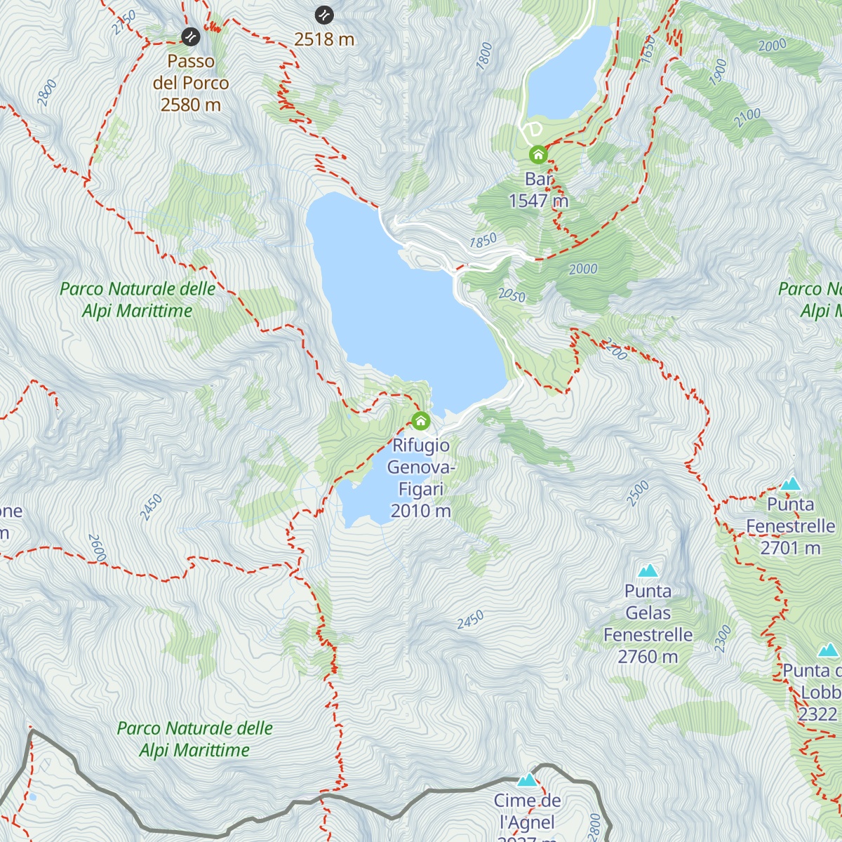 Rifugio Genova-Figari map