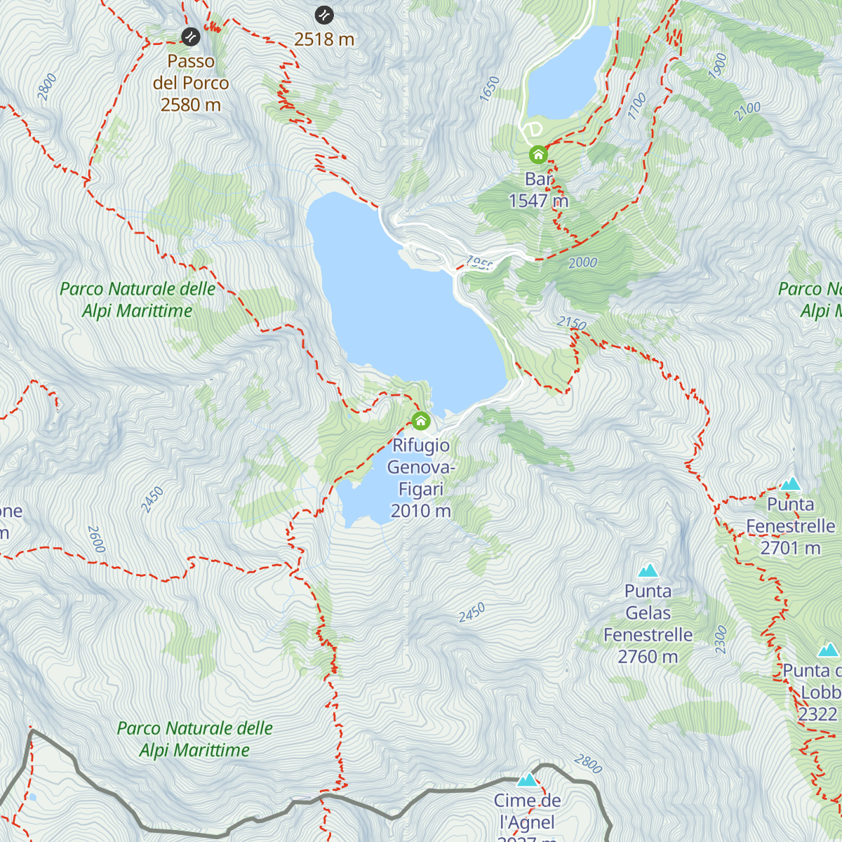 Rifugio Genova-Figari map