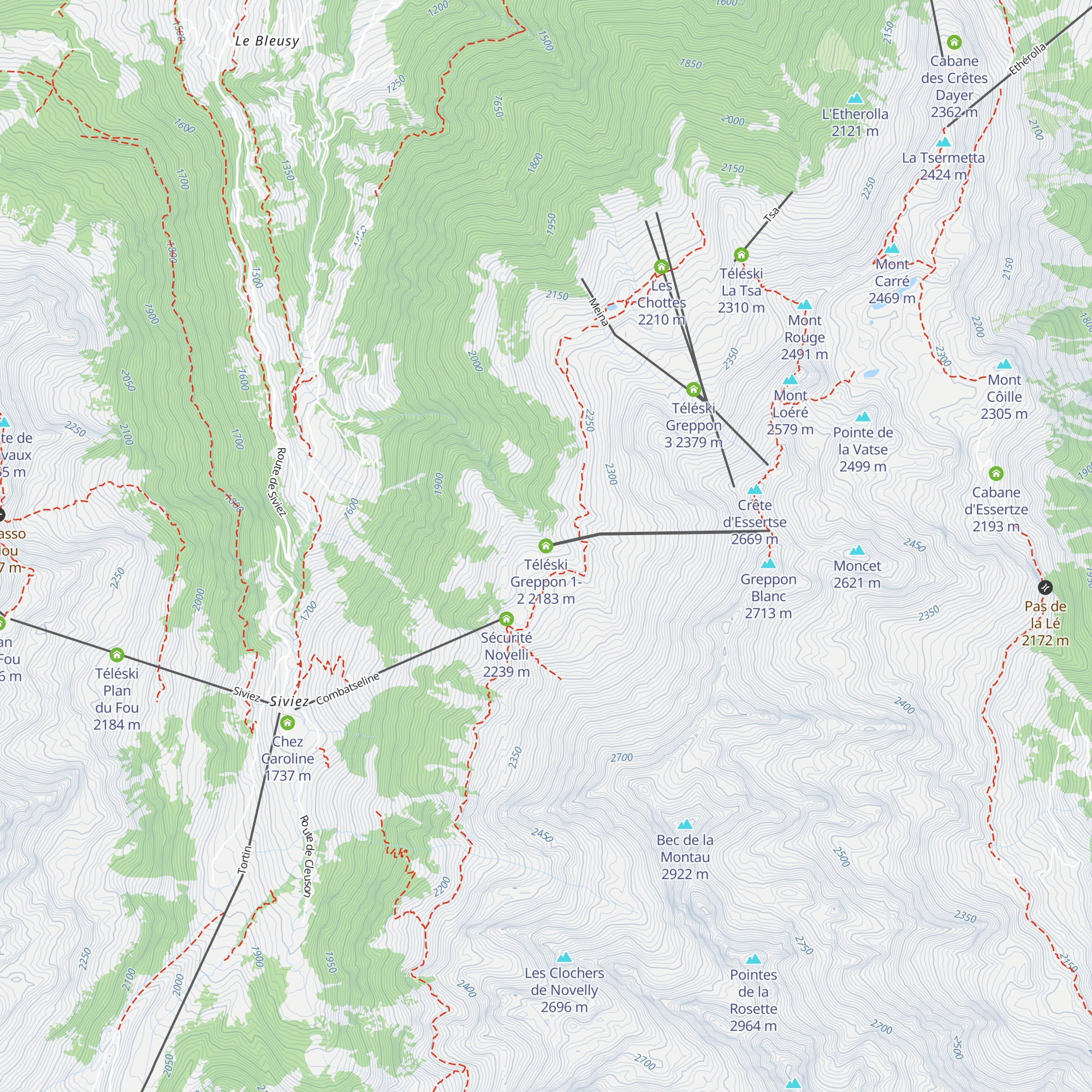 Téléski Greppon 1-2 map