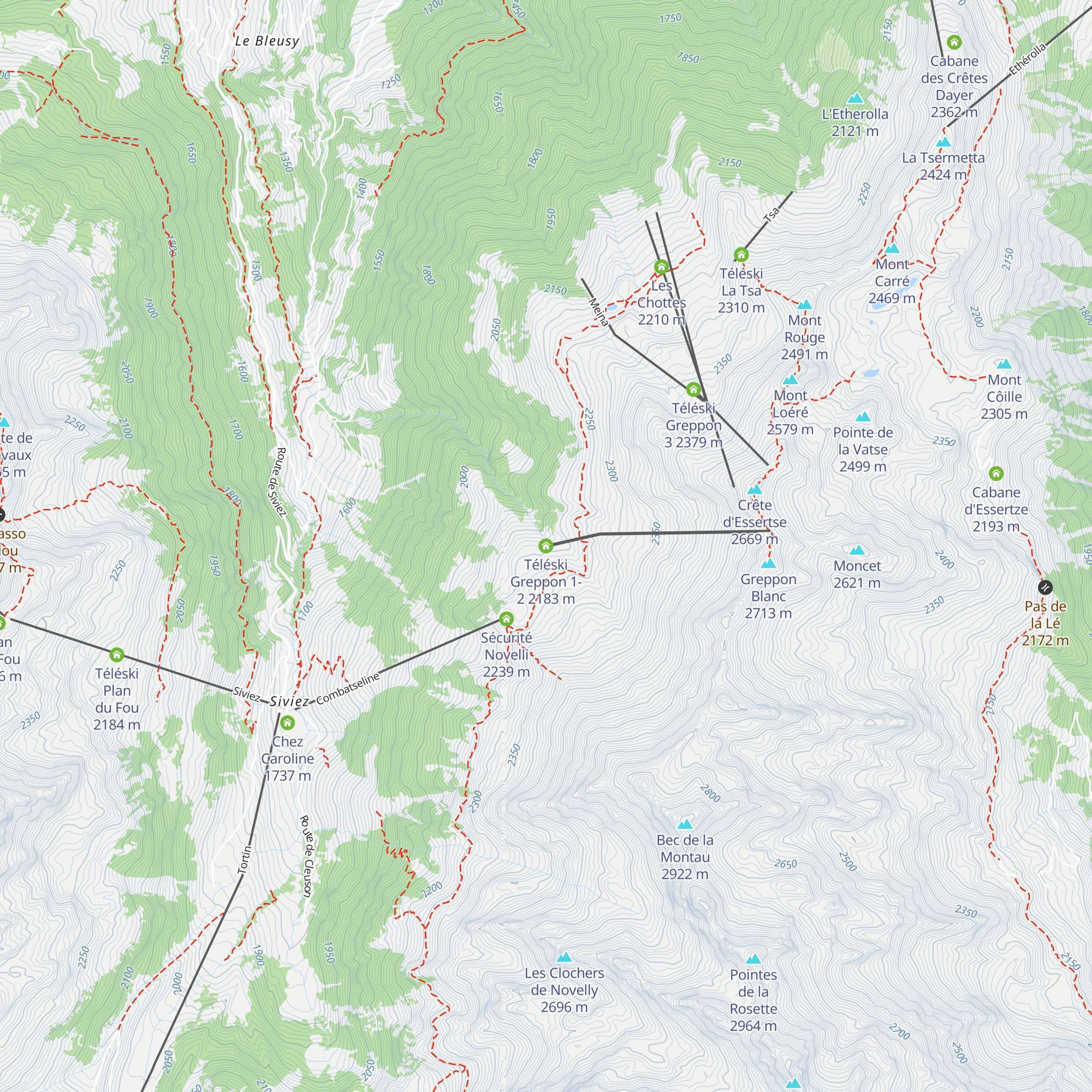Téléski Greppon 1-2 map
