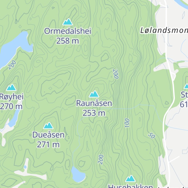 Map of Raunåsen