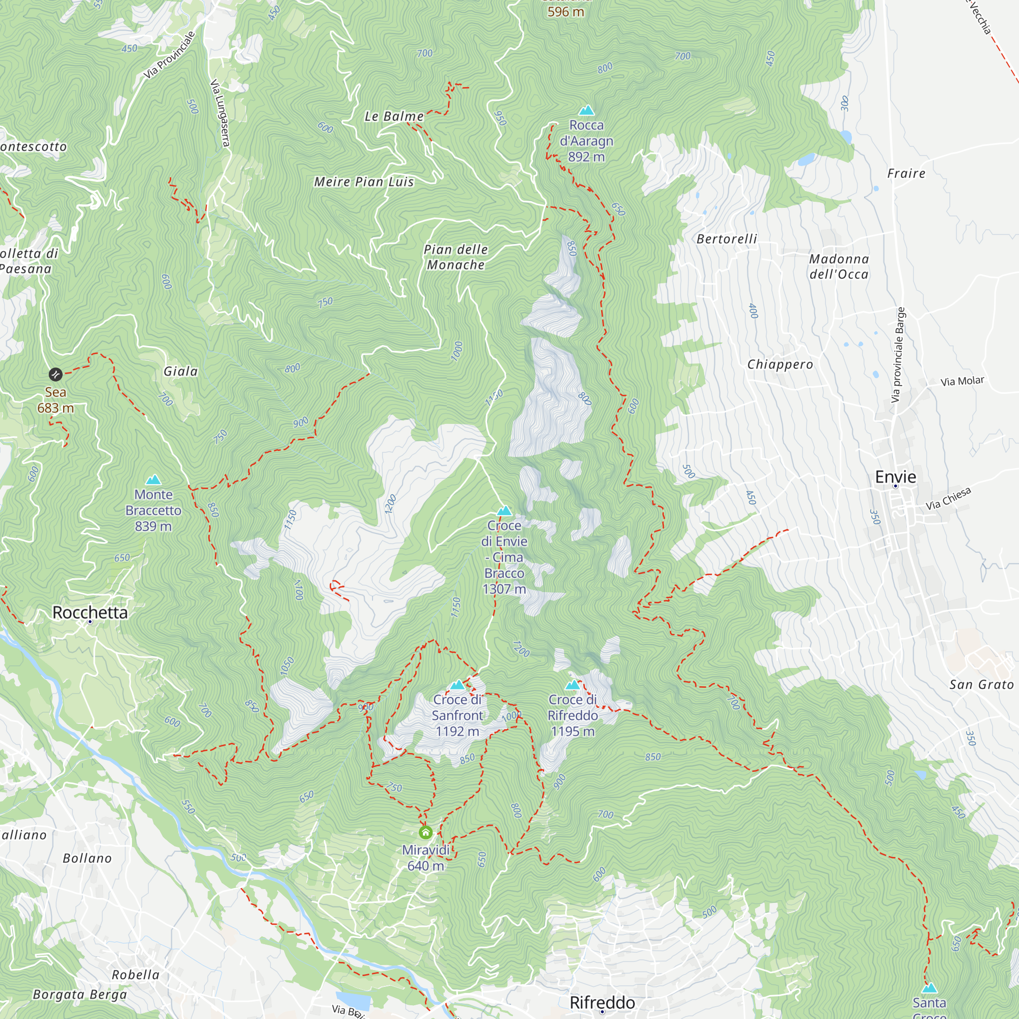 Bivacco Mombracco map