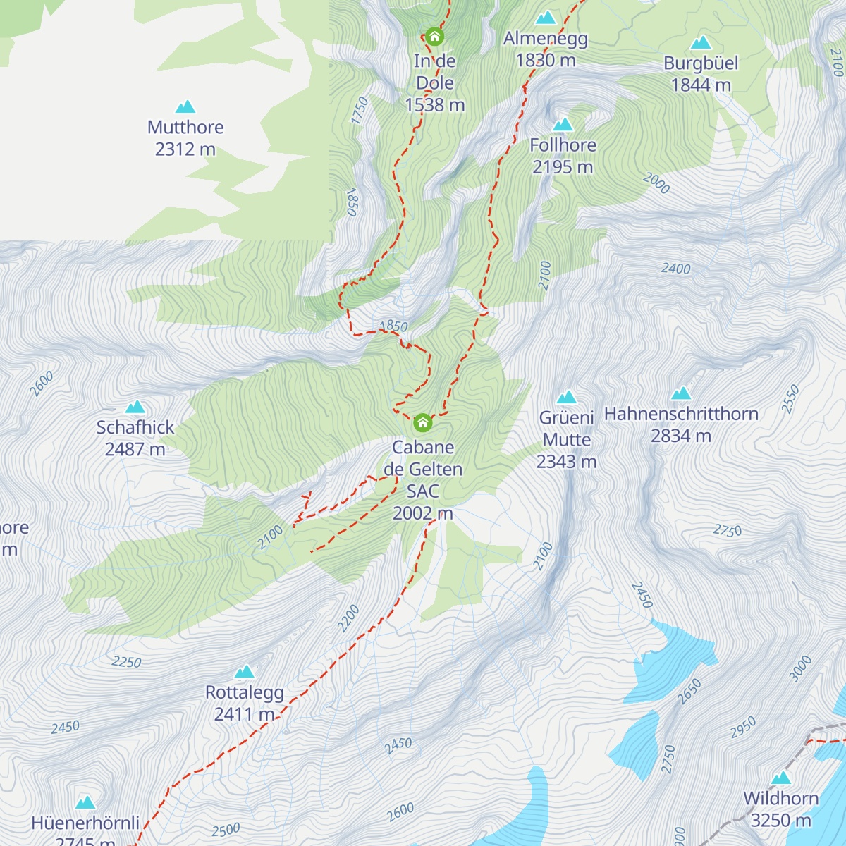 Cabane de Gelten SAC map