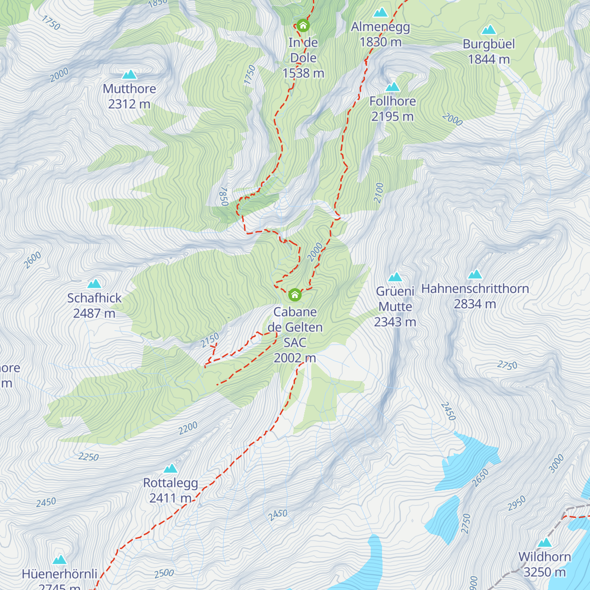 Cabane de Gelten SAC map